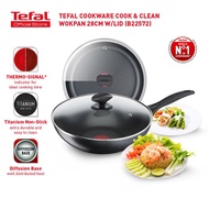 Tefal Cookware Cook & Clean Wokpan with Lid (28cm) - B22572