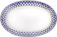 Lomonosov Porcelain Oval Platter Herring Dish Cobalt Net 13.8" x 9.4"