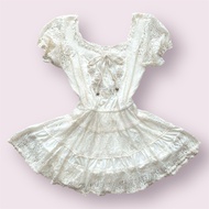 Liz Lisa White Brocade Embroidery Lace Dress Kawaii Japanese Himekaji