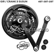 Crank Set 48T-38T-28T Hengchi Import 3-Speed Bicycle Gear/ with Large Axle MTB Chainwheel Box | High