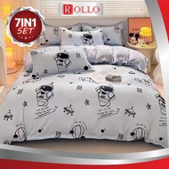 CADAR KARTUN 5D (7IN1) SET WITH COMFORTER 100% COTTON BEDSHEET QUEEN & KING PREMIUM QUALITY