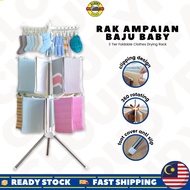 3 Tier Foldable Clothes Drying Rack Cloth / Ampaian Penyidai Jemuran Sidai Pakaian Hanger Baju Baby Murah