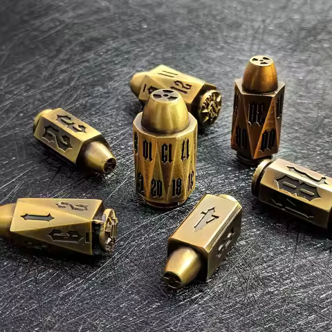 7pcs DND Dice Golden B-ullet Metal Dice Shaped TRPG D&D Board Games Dungeons Dragons TRPG Polyhedral