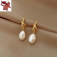 18k earings saudi gold pawnable legit Knotted Baroque Pearl Earrings Women's Light Luxury Temperament Fashion Earrings Jewelry Gifts