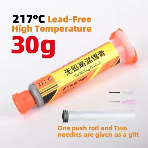 Sn96.5Ag3.0Cu0.5 217 30g Lead-Free High Temperature Silver Solder Paste 217℃ Melting Point Needle Tu