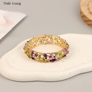 SEHENA Colored Ethnic Style Flower Bangles Alloy Openwork Engraving Vintage Open Bracelets For Women