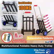 BEST4U 100kg Heavy Duty Multi-functional Foldable Trolley with Rubber Wheels | Extendable Hand Truck