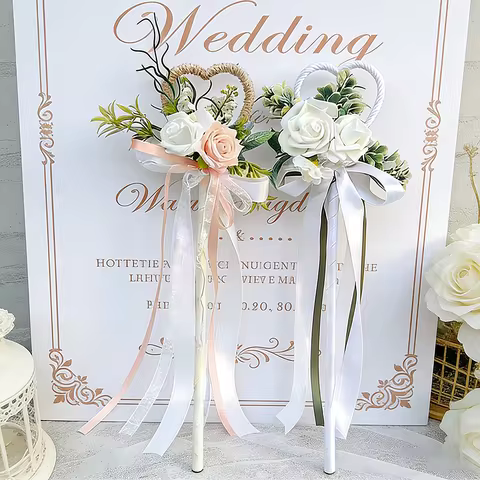 Wedding Love Fairy Wand, Flower Girl Wand Bridesmaids Holding Flower Wands Brides Holding Magic Wand