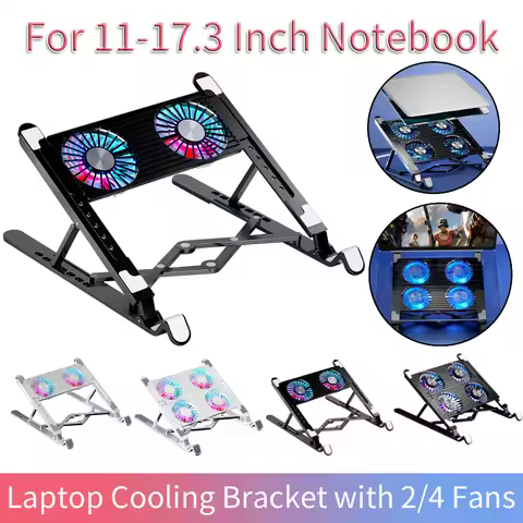 Laptop Cooling Pad with 2/4 Fans Foldable Notebook Stand RGB Silent Gaming Laptop Cooler Fan 7 Heigh
