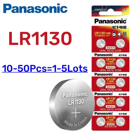 10Pcs 50Pcs Original Panasonic 189 LR1130 AG10 SR1130 389 V10GA LR54 SR54 Alkaline Button Cell Batte