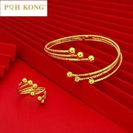 PQH KONG Jewellery Set Gold 916 Original Malaysia Bracelet Ring Set Women's Fashion Jewellery Bangle Birthday Gift for Women Rantai Tangan Emas Korea Cop 916 Gelang Tangan Perempuan Viral Murah Emas Bangkok Original Cop 916