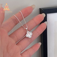 Women's Handmade Pearl Oyster Shell Choker Lucky Four-leaf Clover Pendant Necklace