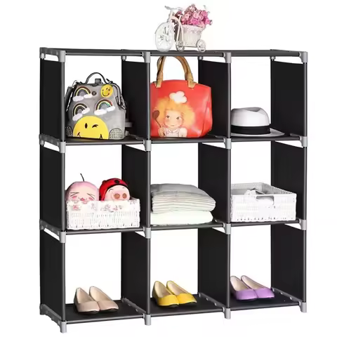 3Tier 9 Compartment Storage Cube Closet Organizer Shelf 9 Cubes Bookcase Storage