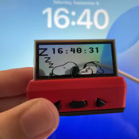 Ultra-Mini Transparent Clock, Calendar & Retro Game Console, 3-in-1 Multi-Function E-Paper Desktop G