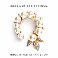 bros mutiara import premium/brooch hijab pearl super /bross dada bulat lingkar bunga dengan kristal