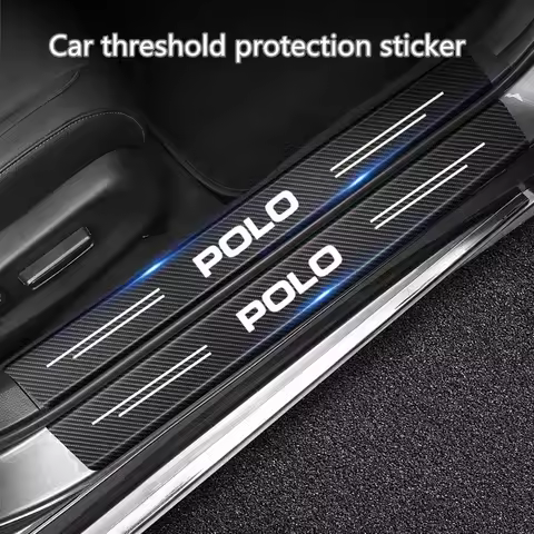 60X7CM Carbon Fiber Car Door Threshold Protective Sticker For Volkswagen VW Polo 6R 6N 6N2 6C 9N 9N3