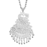 Ff Genuine Sterling Silver 999 Phoenix Pendant Female Necklace Female ins Non-Fade Peacock Necklace 