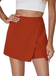 Women's High Waist Wrap Side Split Bodycon Zipper Short Mini Skirt Skort
