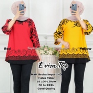 Women's Tops, Premium Jumbo Scuba Blouse, Carved Motif, Big Size Oversize Women's Clothes - Evisa El