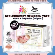 【READY STOCK)】AC-Applecrumby Chlorine Free Baby Diapers Tape - 80pcs Newborn Size  1 Box = ( 4pcs x 20Packs ) Ready Stoc