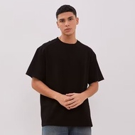 Hillboss Men's Oversized Short Sleeve T-Shirt Metthew Plain Black T-Shirt - 005