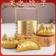 Heaven's Dumplings Brass Dumplings Dragon Handle Piece Yilong Steamed Dumplings Ornaments Dragon Dum