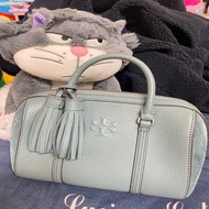 TORY BURCH THEA 荔枝紋流蘇二用波士頓包-莫蘭迪綠/迷你款