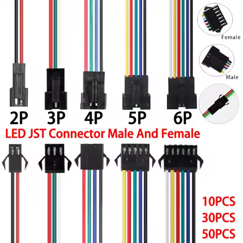 2Pin 3Pin 4Pin 5Pin 6Pin Led JST Connector Male/Female Wire Connector Led Strip Plug Connector Wire