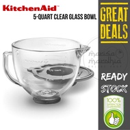 KitchenAid 5-Quart Clear Glass Bowl K5GB with Measuring Markings Pouring Spout Lid Handle For Tilt-H