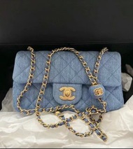 Chanel 牛仔金球調節denim mini cf flap bag 20cm