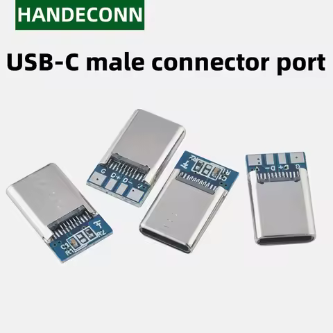10PCS USB-C Male Plug Test Board with 4 Solder Points, 56K Ohm Resistor + 10NF, Type-C Charging and 