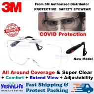3M Safety Eyewear Glasses Over Spectacle 3M12308 Anti-Fog Lens Clear Transparent Lens All Around Cov