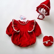 Bodysuit cho bé gái sơ sinh kèm nón chất liệu nhung the cao cấp Set body trẻ em sang đẹp làm quà tặn