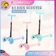 Jollybee LED Adjustable Foldable K5 Light Scooter Child Kids Kick Skuter Kanak Balance 3 Wheel Bike