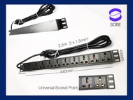 Power Distribution Unit 8 socket Universal Socket head. 8 point electricity distributor Power extension strip 240v13ACCC2500W max power10A482mm