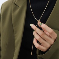 Stainless Steel Knot Pendant Long Sweater Chain Necklace
