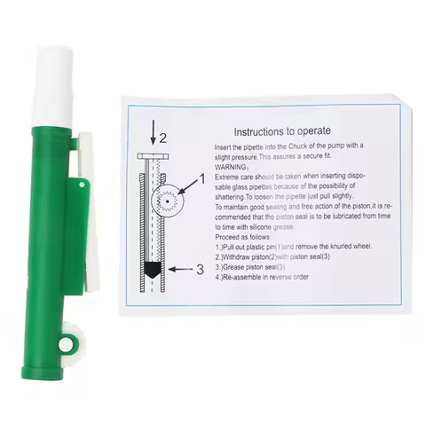 Pipette Pump Filler for Disposable Plastic and Glass Pipettes 10 ml Green Lab Pipette Filler