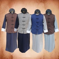 Republic of China Costume Qing Dynasty Costume Long Shirt Vest Suit Butler Costume Chinese Robe Coat