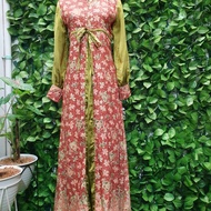 gamis batik kombinasi polos