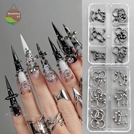 Nebaby 20/30/60PCS Alloy Retro Circle Nails Art Charms 3D Punk Style ck White Nail Parts Nail Decora
