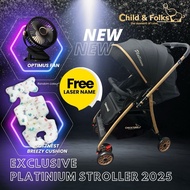 【Platinum】Child & Folks Premium Easy One Hand Fold Stroller Travel New born 2 Way Light Weight Cabin