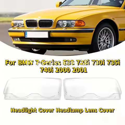 Pair Headlight Cover Kit For BMW 7-Series E38 728i 730i 735i 740i 2000 2001 Lampshade Shell Lens Aut