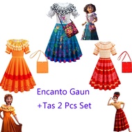 Free Bag Encanto Madrigal Cosplay Costume + Bag For Girls Princess Dress