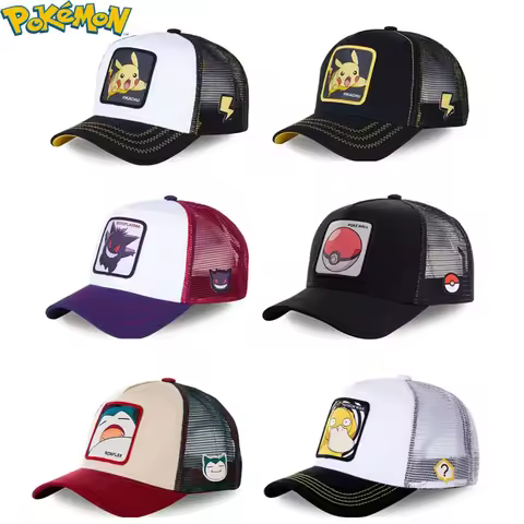Pokemon High Quality Embroidery Baseball Cap Pikachu Gengar Snorlax Psyduck Anime Adjustable Breatha