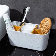 แปรงสีฟันยาสีฟันที่วางเคาน์เตอร์ห้องน้ำที่มีไม้ไผ่อเนกประสงค์จัดเก็บสำหรับโต๊ะเครื่องแป้งอ่างล้างจาน