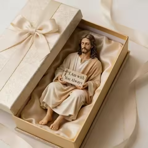 Inspirational Jesus Statue Faith Reminder Figurine Handmade Stiting Jesus Christ Religious Tabletop 