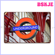 BSKJE Underground London Metal Sign Cinema ของตกแต่งผนังบ้านสร้างป้ายสังกะสีข้อความ My Garage Poster