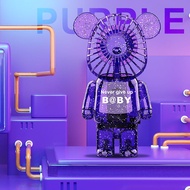 Small fan transparent violent bear handheld fan Mini USB interface portable charging mute fan