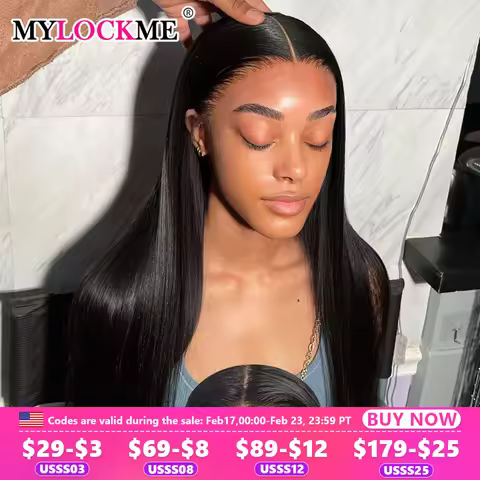 MYLOCKME Wear Go Glueless Wig Brazilian Straight 6x4 5x5 9x6 7x5 Lace Closure Wig Human Hair Ready T