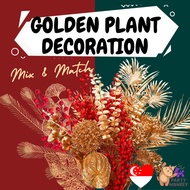 [SG Seller] Artificial Gold Leaves Fake Plant Home Decoration Eucalyptus Monstera Fern Gingko Flower